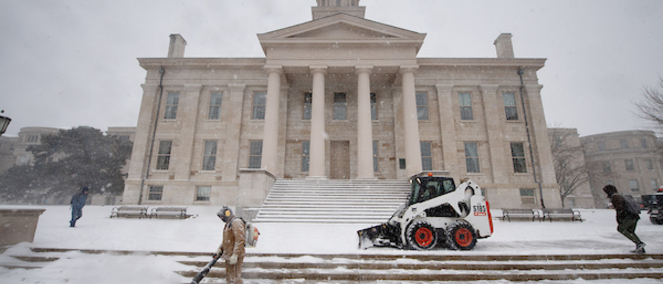 Snow Blanketing the Old Capitol Building on the University of Iowa Campus.