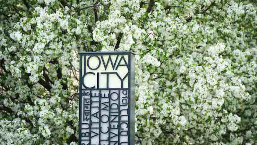 Iowa City Sign in Spring.